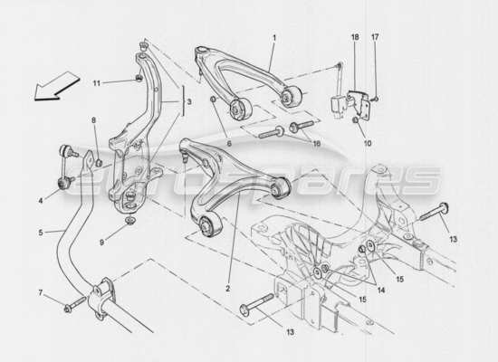 a part diagram from the Maserati Quattroporte M156 (2014 onwards) parts catalogue