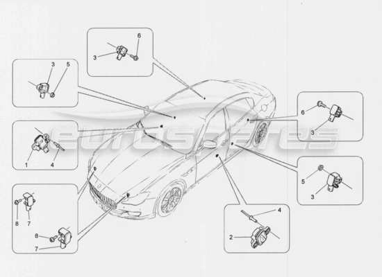 a part diagram from the Maserati Quattroporte M156 (2014 onwards) parts catalogue