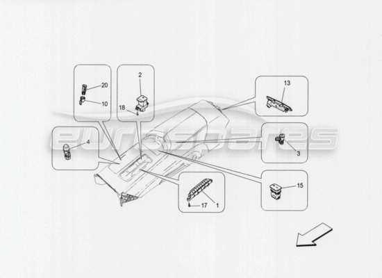 a part diagram from the Maserati Quattroporte M156 (2014 onwards) parts catalogue