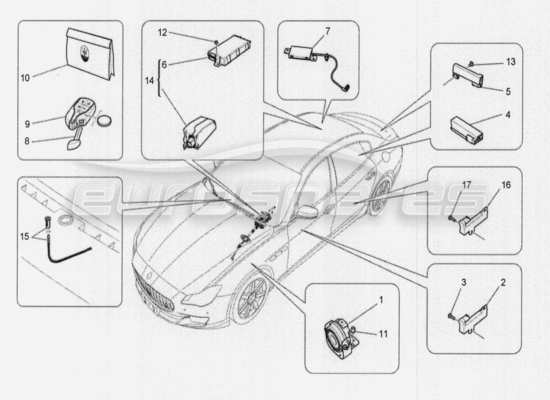 a part diagram from the Maserati Quattroporte M156 (2014 onwards) parts catalogue