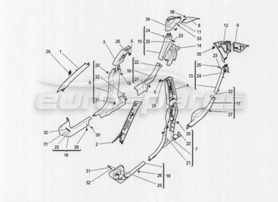 a part diagram from the Maserati Quattroporte M156 (2014 onwards) parts catalogue