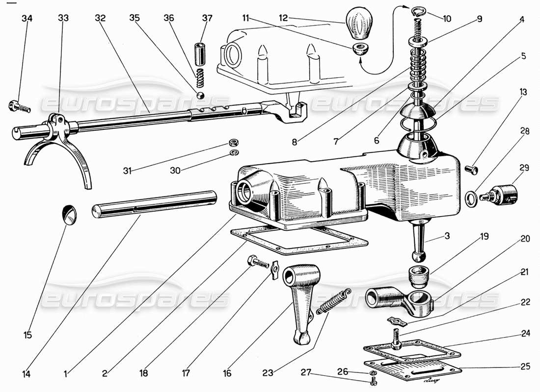 Ferrari 330 GT 2+2 Gearshift Lever Parts Diagram