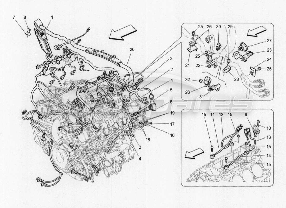 Maserati QTP. V8 3.8 530bhp 2014 Auto electronic control: injection and engine timing control Part Diagram