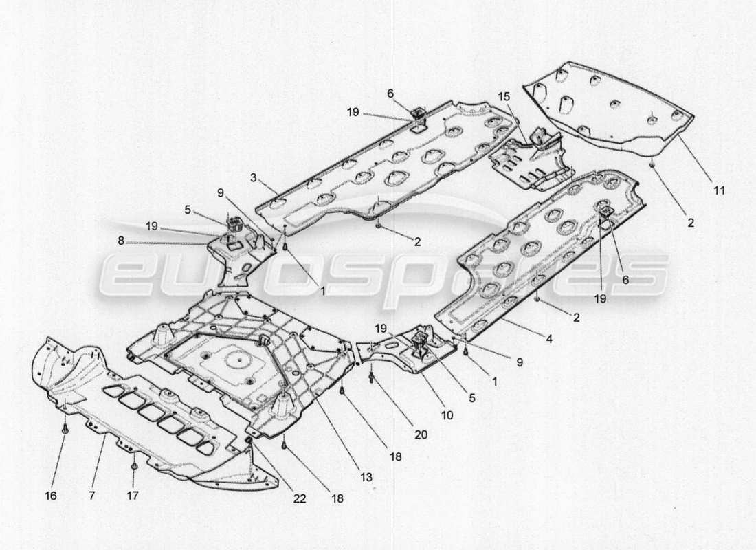 Maserati QTP. V8 3.8 530bhp 2014 Auto underbody and underfloor guards Part Diagram