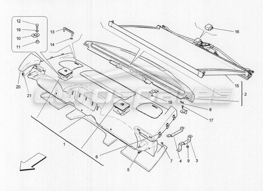 Maserati QTP. V8 3.8 530bhp 2014 Auto rear parcel shelf Part Diagram