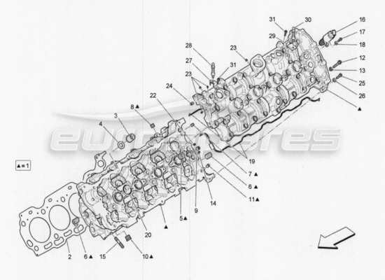 a part diagram from the Maserati Quattroporte M156 (2014 onwards) parts catalogue