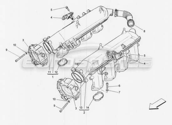 a part diagram from the Maserati Quattroporte M156 (2014 onwards) parts catalogue