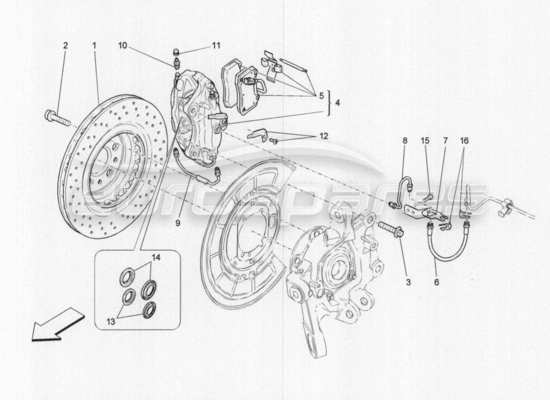 a part diagram from the Maserati QTP. V8 3.8 530bhp 2014 Auto parts catalogue