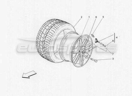 a part diagram from the Maserati Quattroporte M156 (2014 onwards) parts catalogue