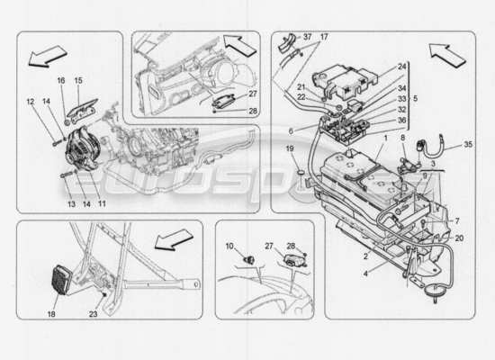 a part diagram from the Maserati Quattroporte M156 (2014 onwards) parts catalogue