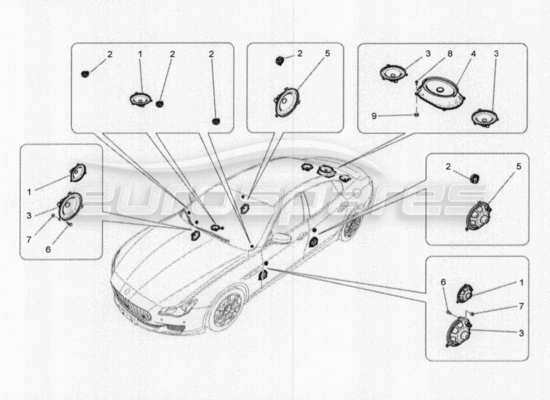 a part diagram from the Maserati Quattroporte M156 (2014 onwards) parts catalogue