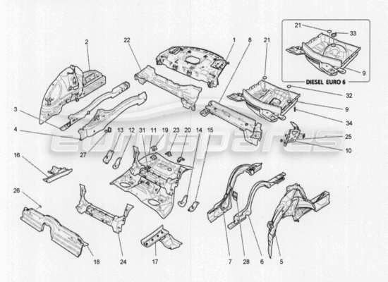 a part diagram from the Maserati Quattroporte M156 (2014 onwards) parts catalogue