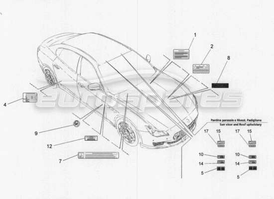 a part diagram from the Maserati QTP. V8 3.8 530bhp 2014 Auto parts catalogue