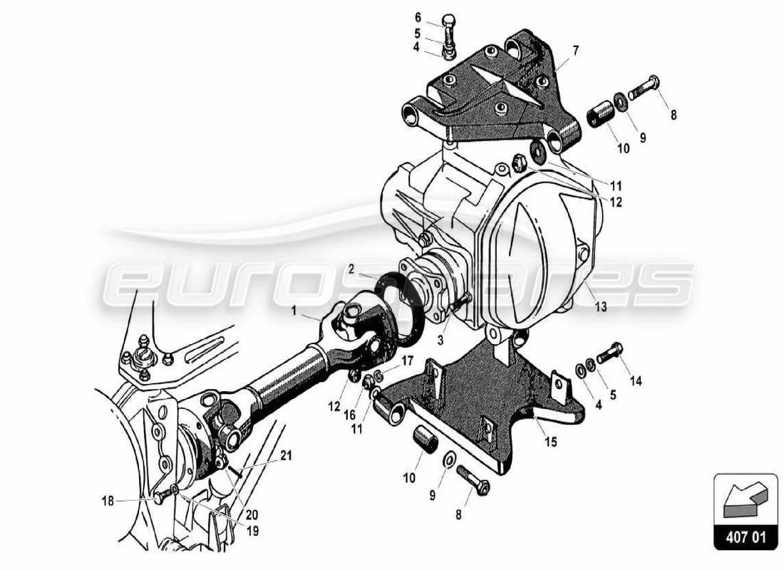 Lamborghini 350 GT Front Drive Shaft And Arms Part Diagram