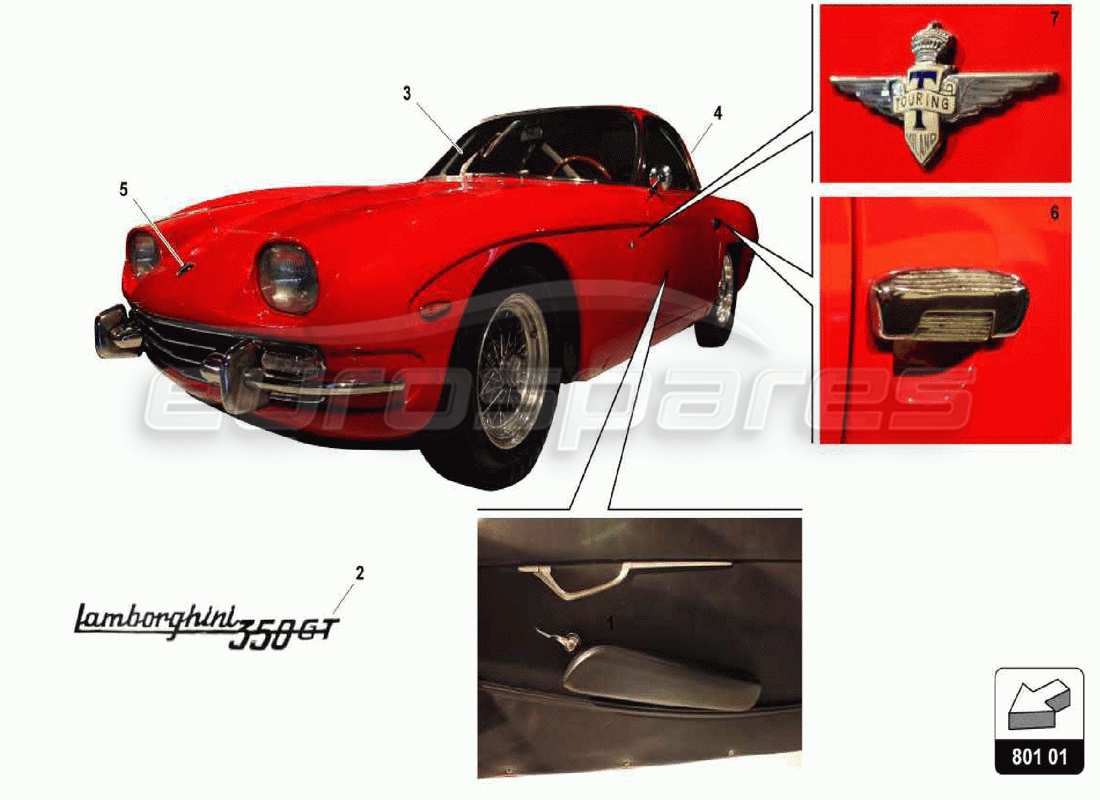 Lamborghini 350 GT BODY Part Diagram