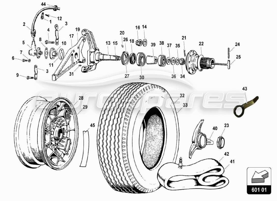 Lamborghini Miura P400S Tyres Parts Diagram