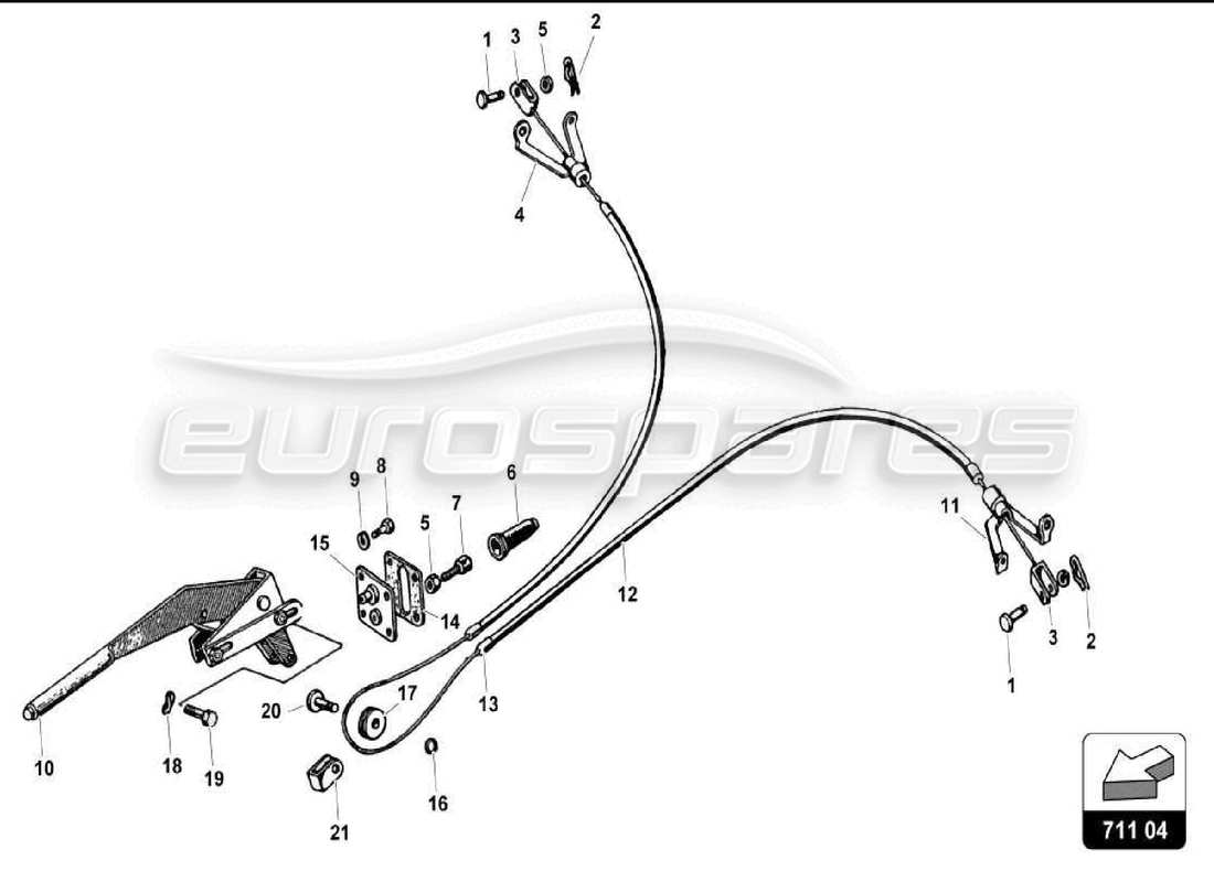Lamborghini Miura P400S Hand brake Parts Diagram
