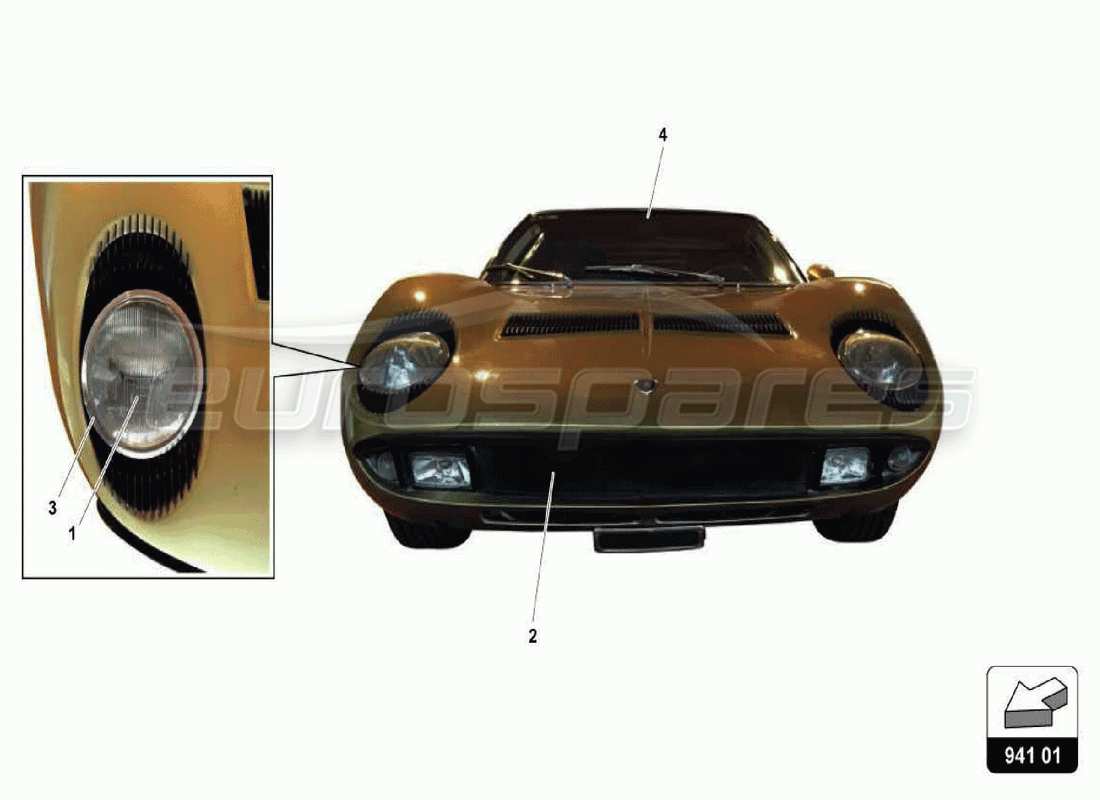 Lamborghini Miura P400S Lights Parts Diagram