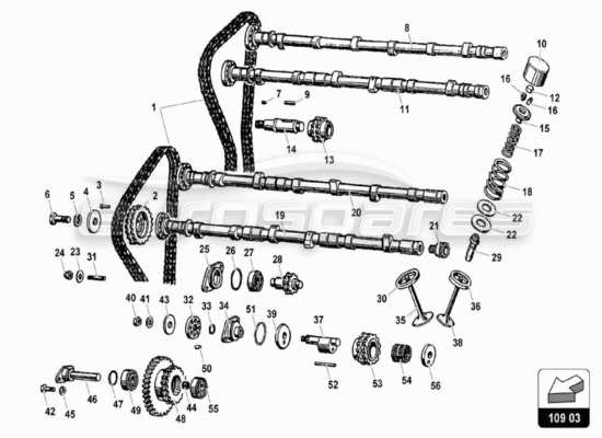 a part diagram from the Lamborghini Miura parts catalogue