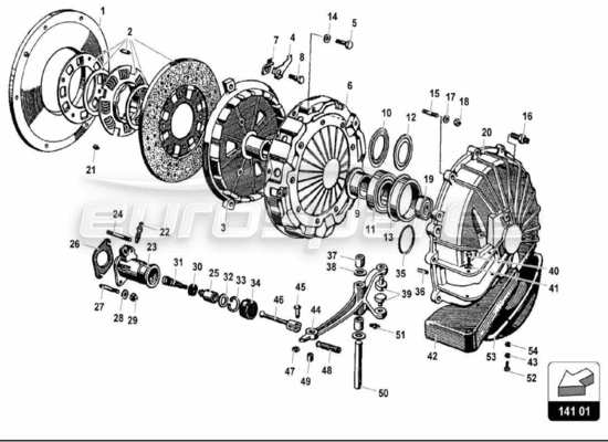 a part diagram from the Lamborghini Miura parts catalogue