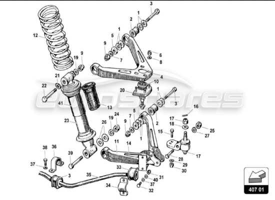 a part diagram from the Lamborghini Miura parts catalogue