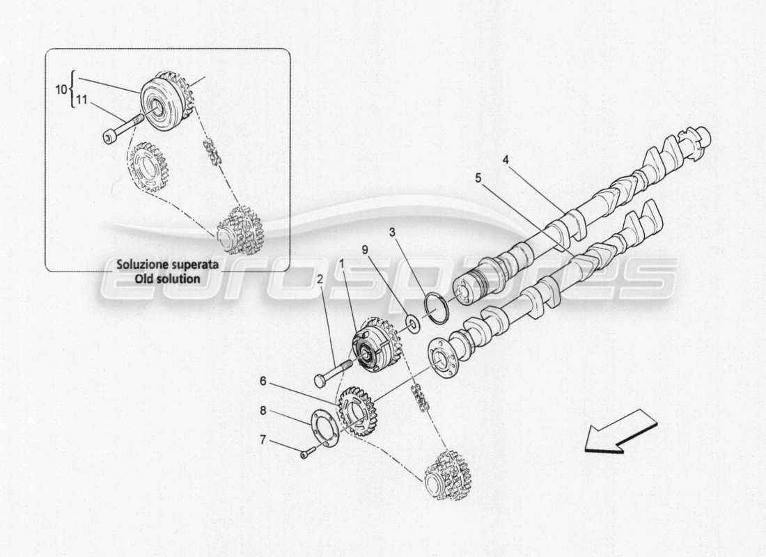 Maserati GranTurismo Special Edition rh cylinder head camshafts Part Diagram