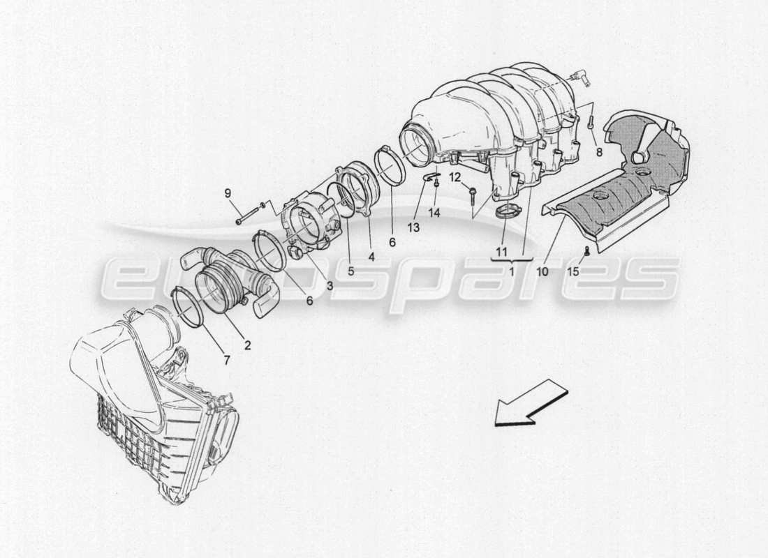 Maserati GranTurismo Special Edition intake manifold and throttle body Part Diagram