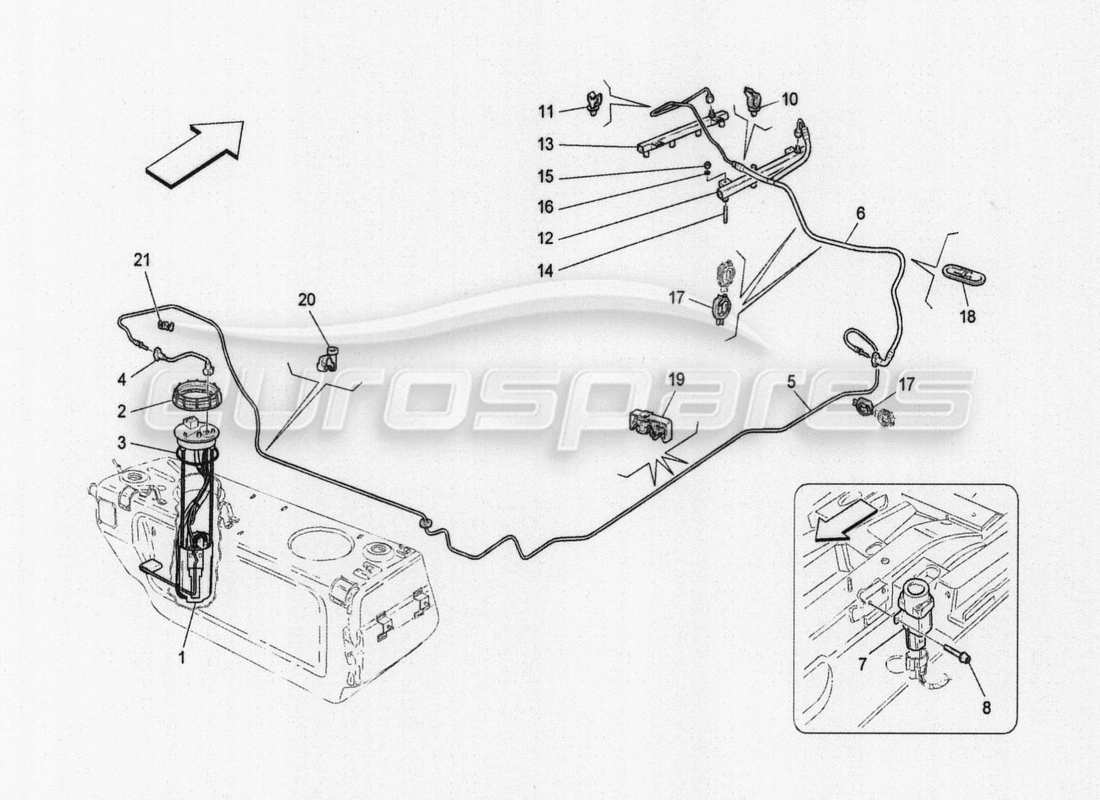 Maserati GranTurismo Special Edition fuel pumps and connection lines Part Diagram