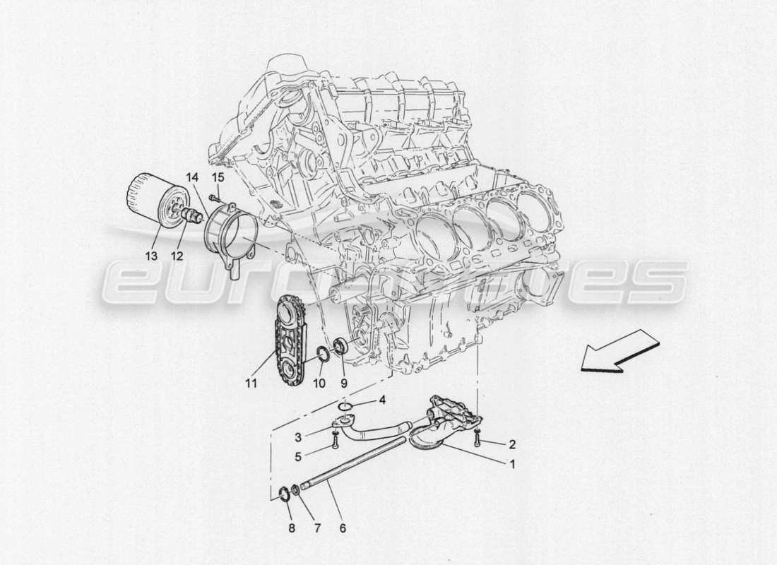 Maserati GranTurismo Special Edition lubrication system: pump and filter Part Diagram