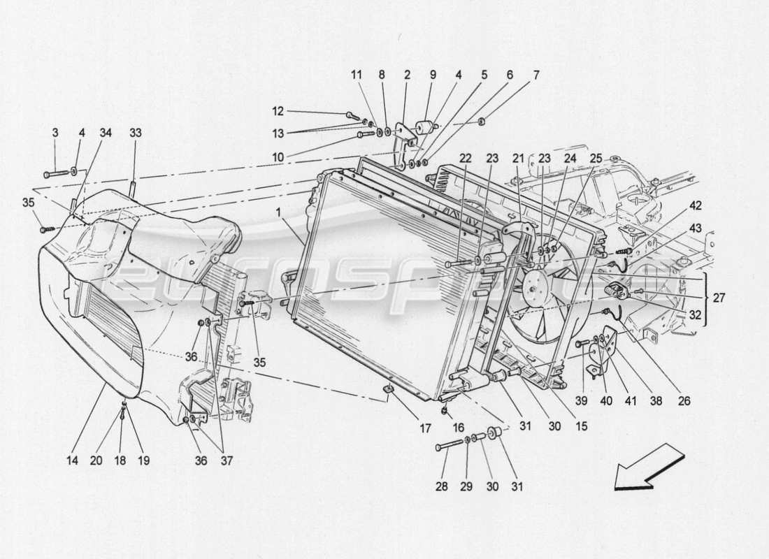 Maserati GranTurismo Special Edition cooling: air radiators and ducts Part Diagram