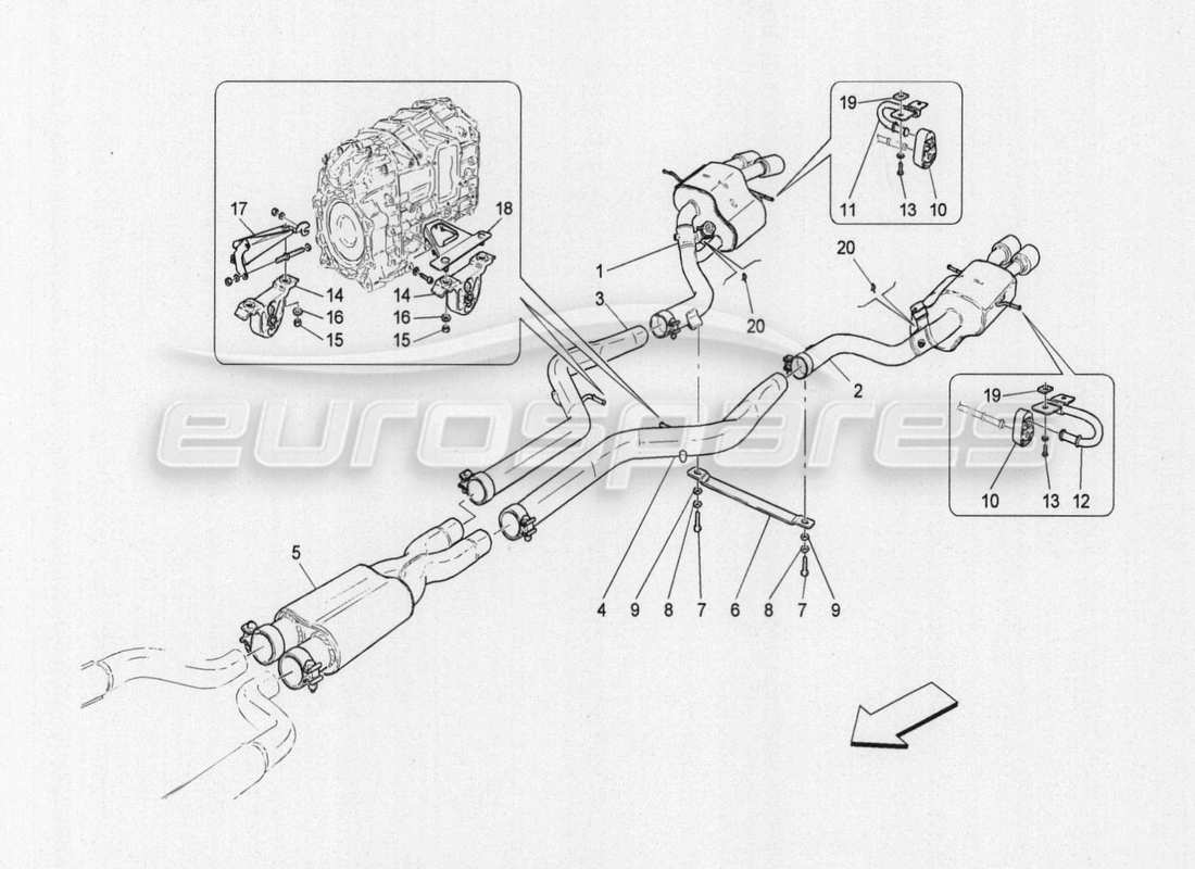 Maserati GranTurismo Special Edition silencers Part Diagram
