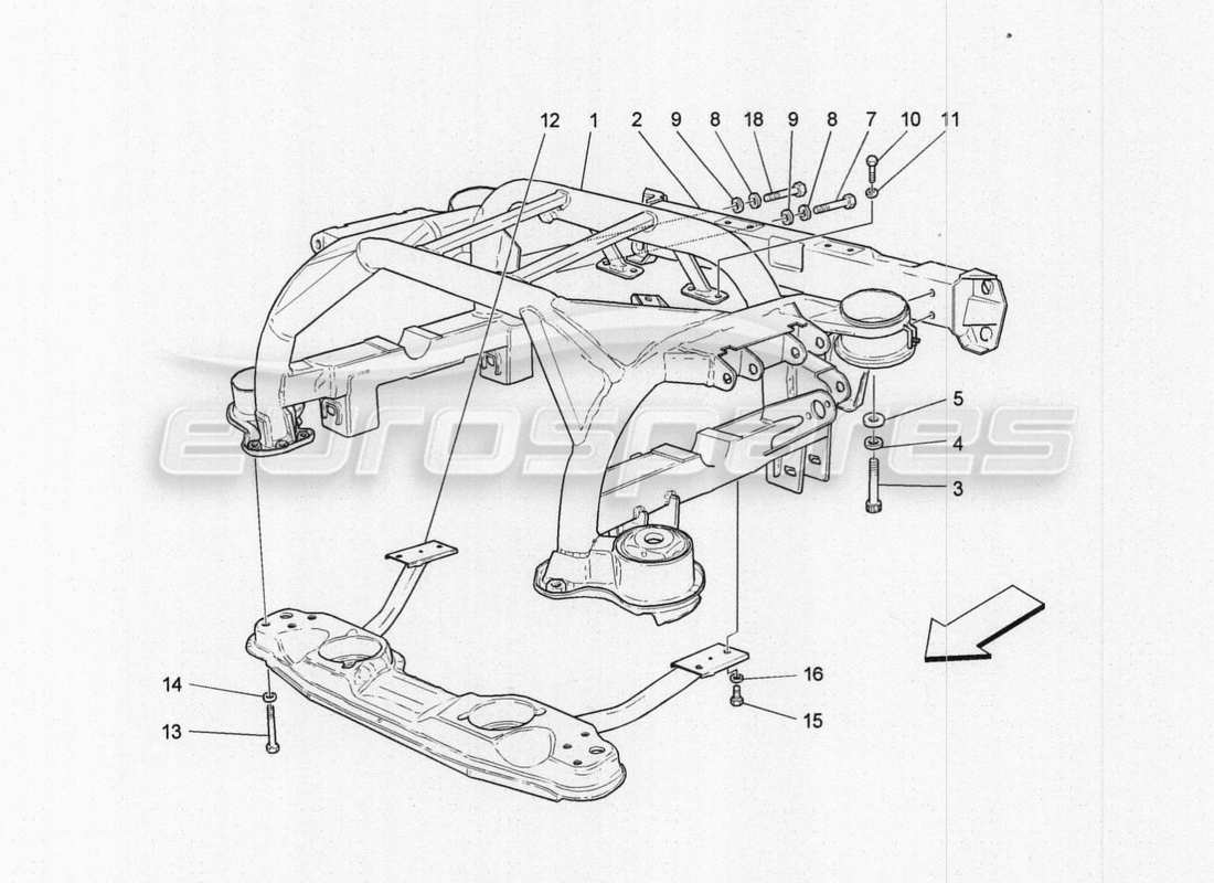 Maserati GranTurismo Special Edition rear chassis Part Diagram