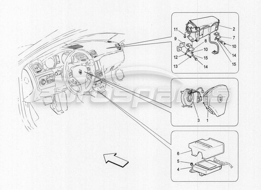 Maserati GranTurismo Special Edition front airbag system Part Diagram