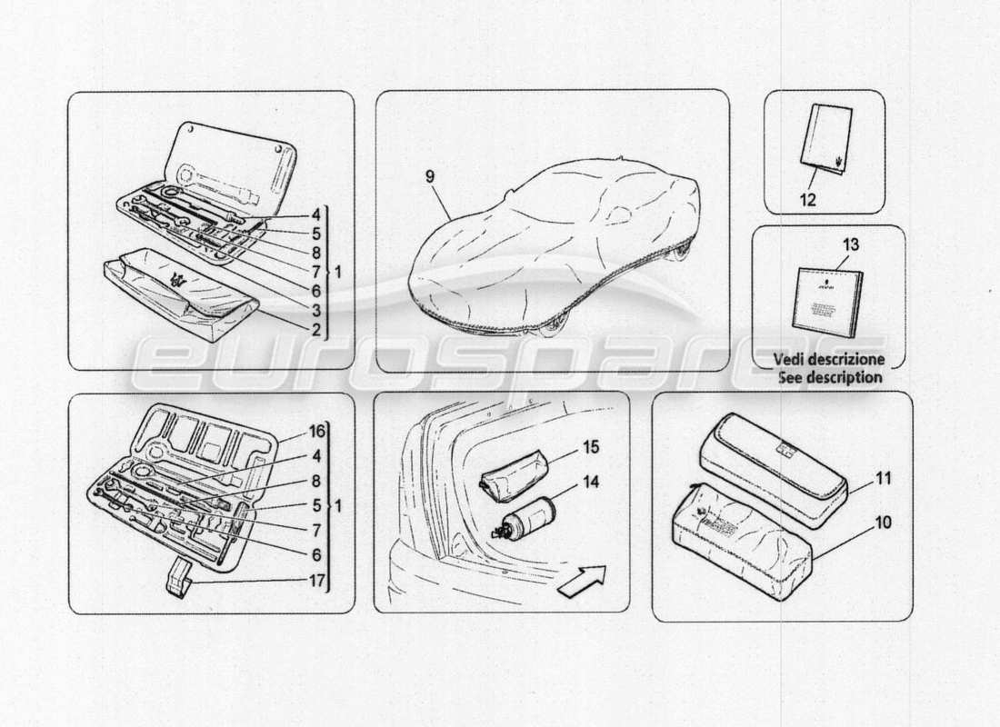 Maserati GranTurismo Special Edition Accessories Provided Part Diagram