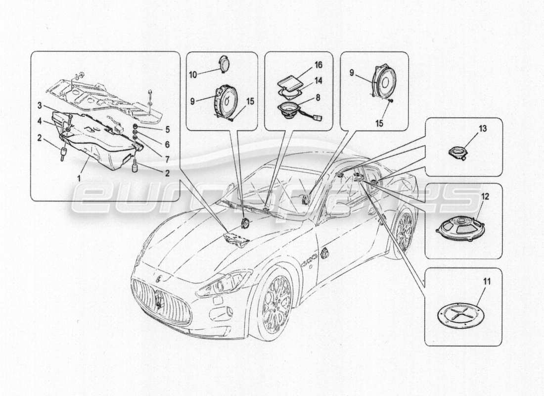 Maserati GranTurismo Special Edition Sound System Part Diagram