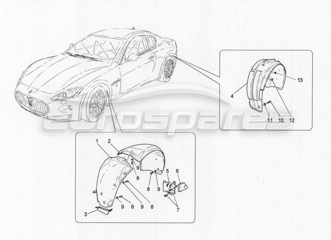 Maserati GranTurismo Special Edition WHEELHOUSE AND LIDS Part Diagram