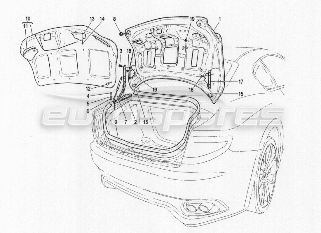 Maserati GranTurismo Special Edition REAR LID Part Diagram