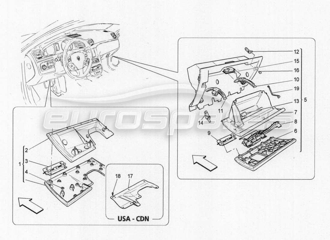 Maserati GranTurismo Special Edition glove compartments Part Diagram