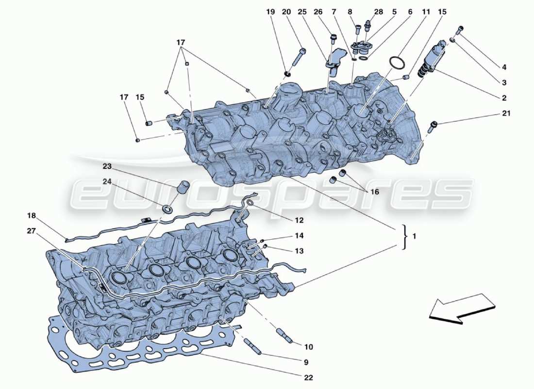 Ferrari 488 Challenge LH cylinder head Part Diagram