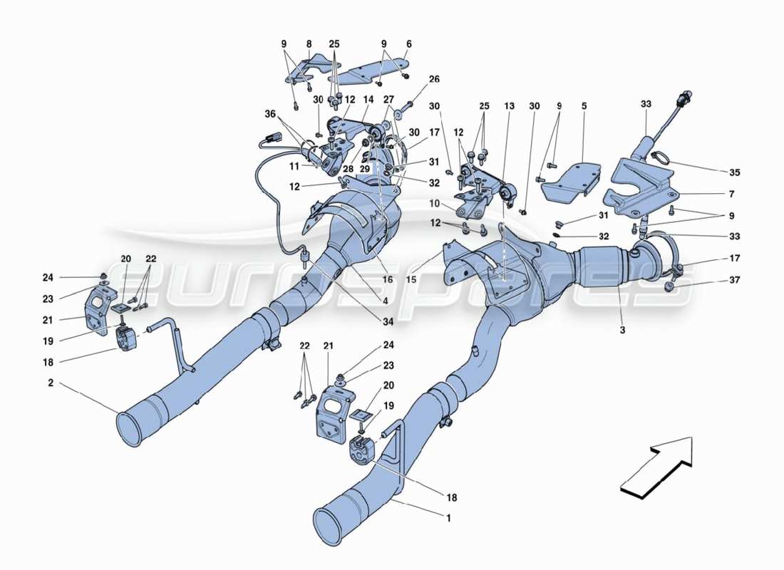 Ferrari 488 Challenge Exhaust System Parts Diagram