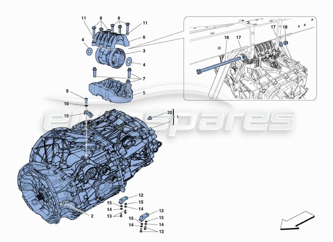 Ferrari 488 Challenge GEARBOX Part Diagram