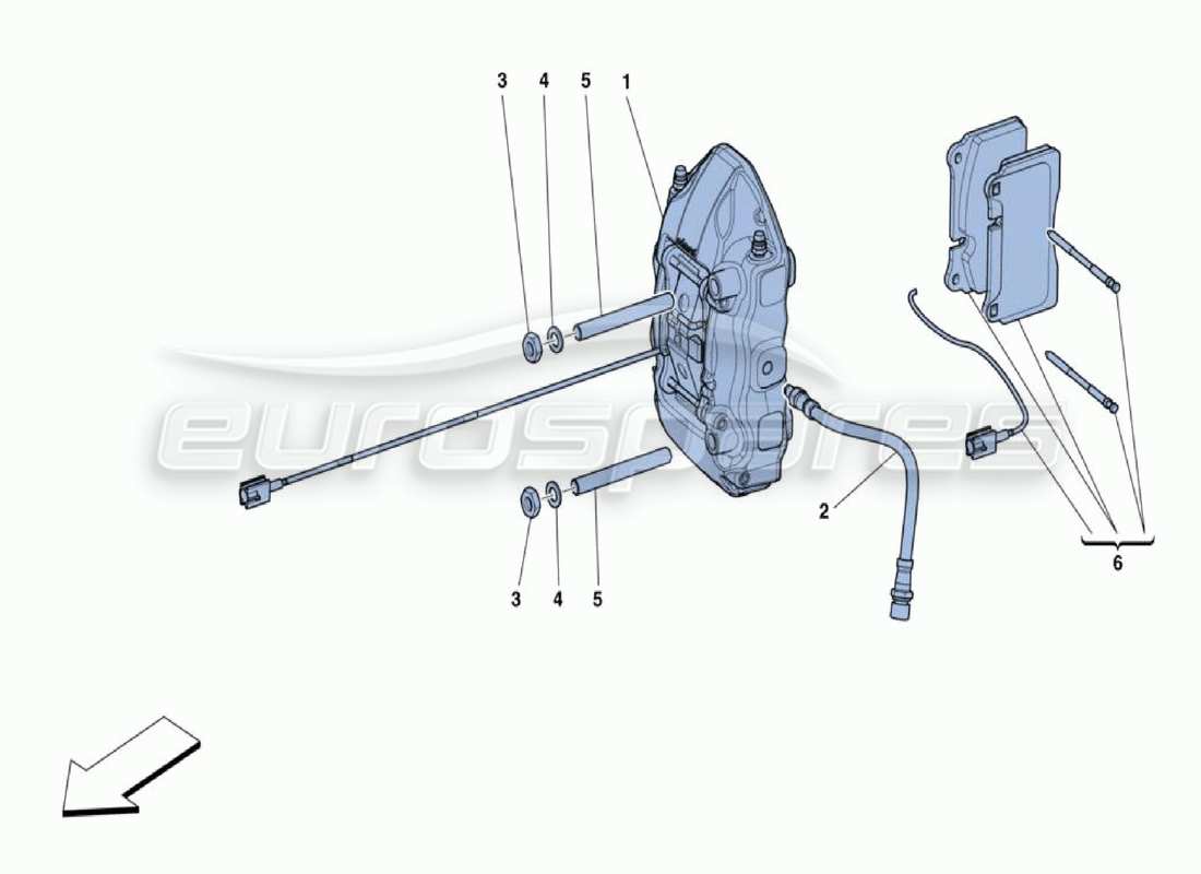 Ferrari 488 Challenge Rear Brake Calipers Part Diagram