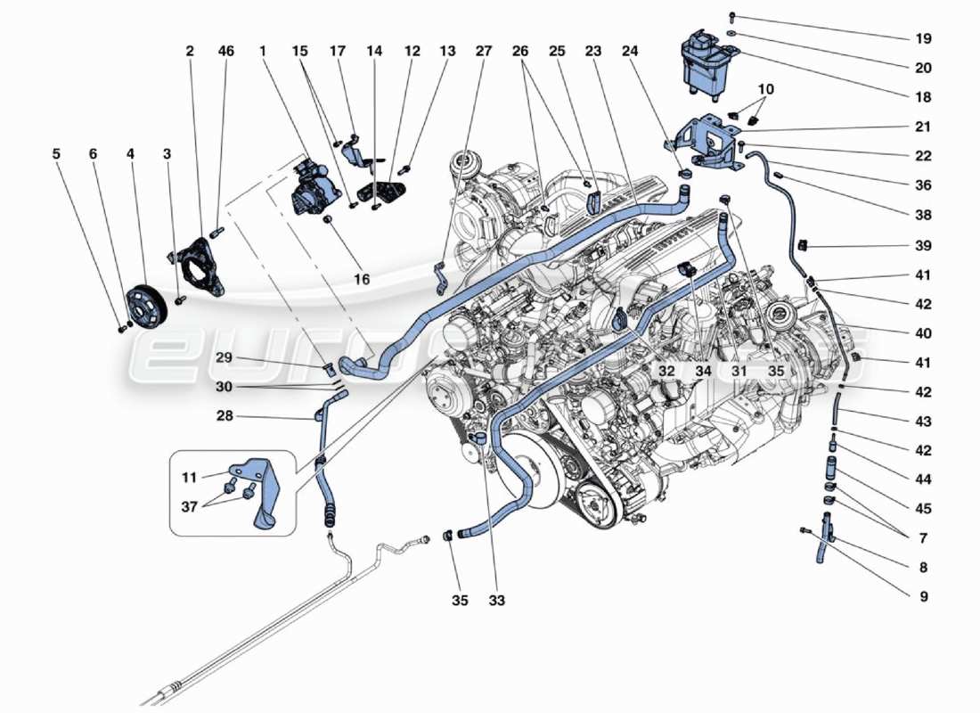 Ferrari 488 Challenge POWER STEERING PUMP Part Diagram