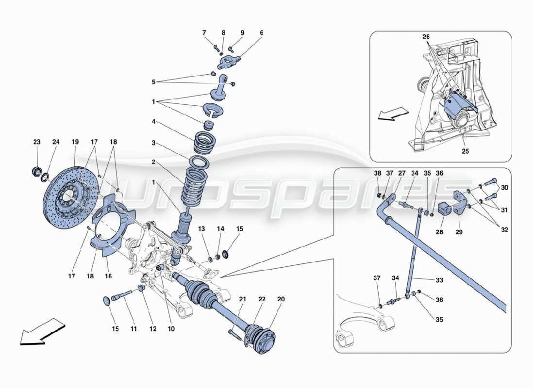 Ferrari 488 Challenge Rear Shock Absorbers Parts Diagram