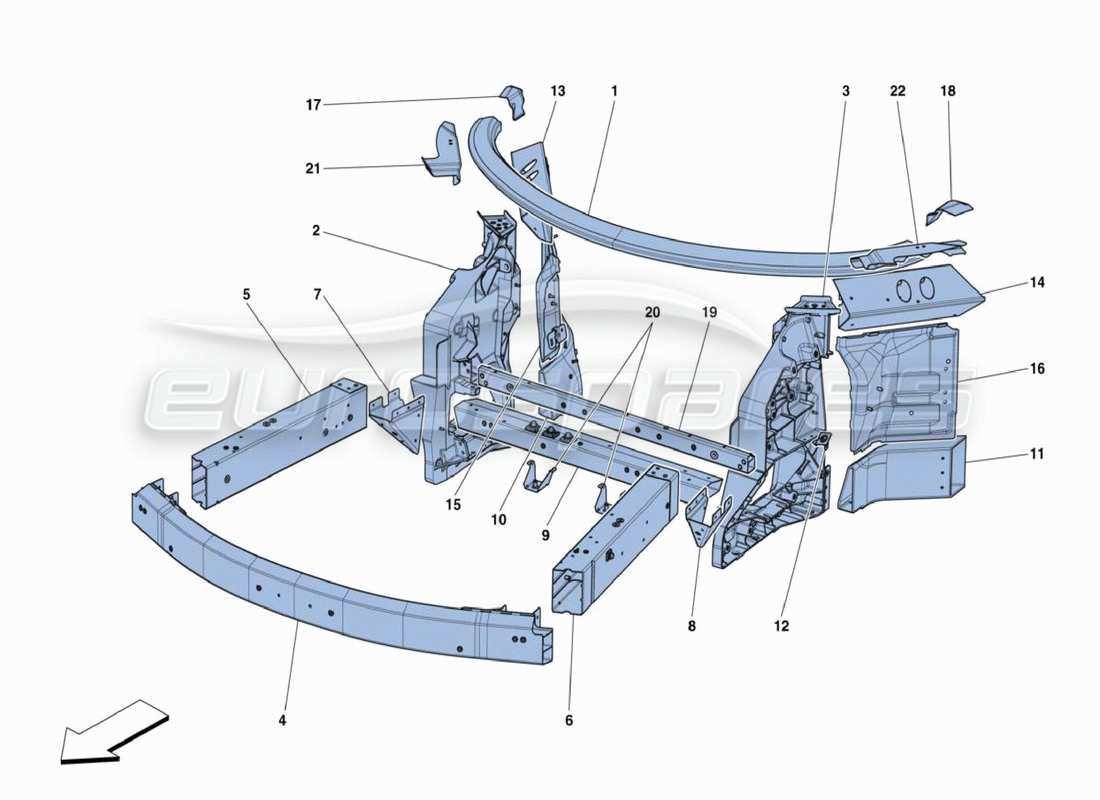 Ferrari 488 Challenge Front Chassis Part Diagram