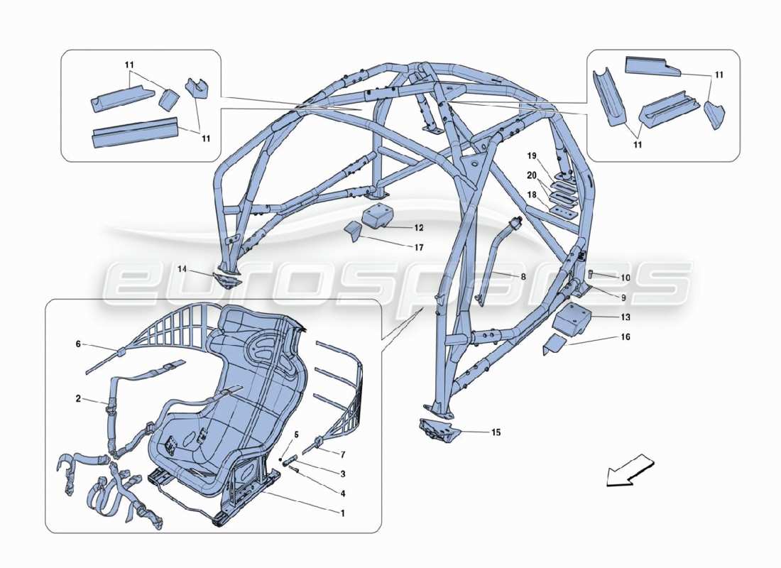 Ferrari 488 Challenge Safety Equipment Parts Diagram