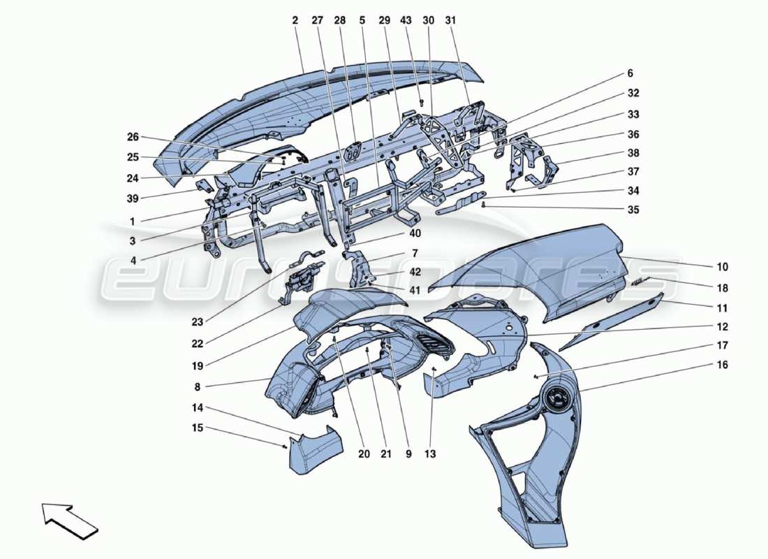 Ferrari 488 Challenge DASHBOARD Parts Diagram