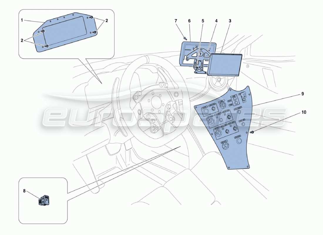 Ferrari 488 Challenge Internal Instruments Parts Diagram