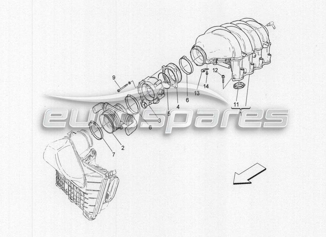 Maserati GranCabrio MC Centenario intake manifold and throttle body Parts Diagram
