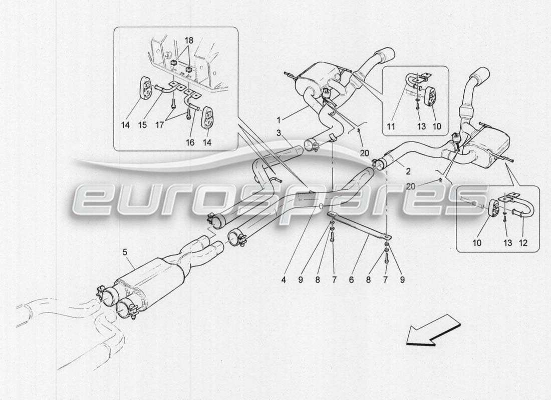 Maserati GranCabrio MC Centenario Exhaust Parts Diagram